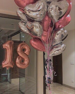 The Blush & Silver Heart Balloons