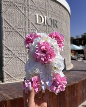 Toyflower luxury pink handmade rose bear small size