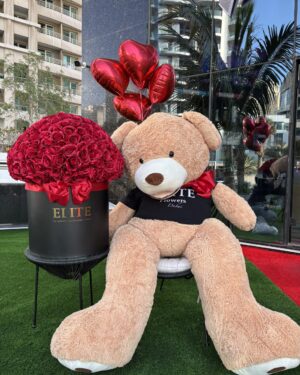 Curated Set - Signature Bear + Crimson Heart Balloons + The Grand Floral